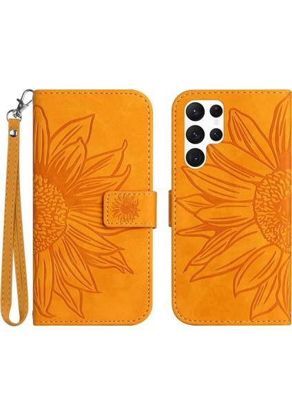 Sunflower Telefon Deri Kılıf Samsung S23ULTRA Için Uygun Flip Card Kart Telefon Kılıfı (Yurt Dışından)