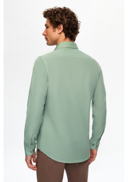 Slim Fit Yeşil İtalyan Yaka Gömlek 2HF02ORT5185