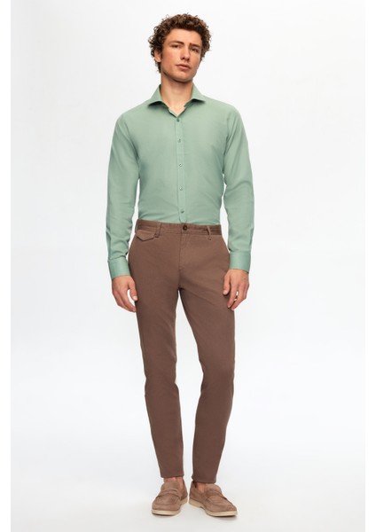Slim Fit Yeşil İtalyan Yaka Gömlek 2HF02ORT5185