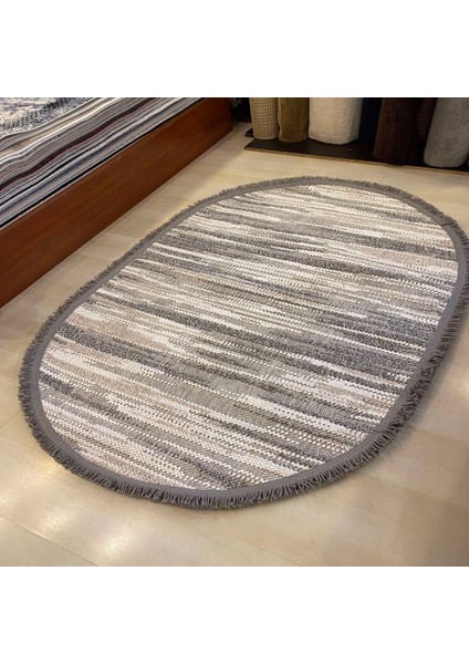 Motto Mot 01 Grey Beyaz 120*180 cm Oval Halı
