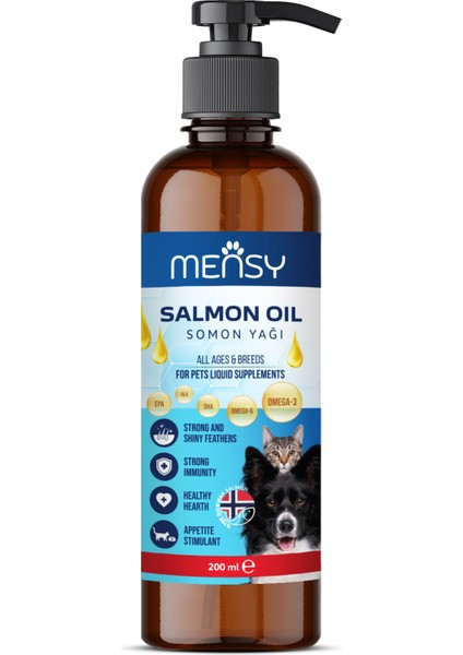 Kedi ve Köpekler Için Somon Yağı 200ML