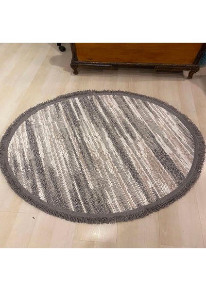 Motto Mot 01 Grey Beyaz 120*120 cm Yuvarlak Halı