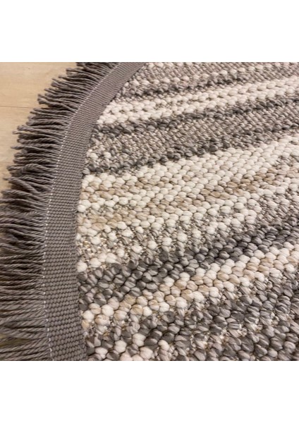 Motto Mot 01 Grey Beyaz 120*120 cm Yuvarlak Halı modelleri