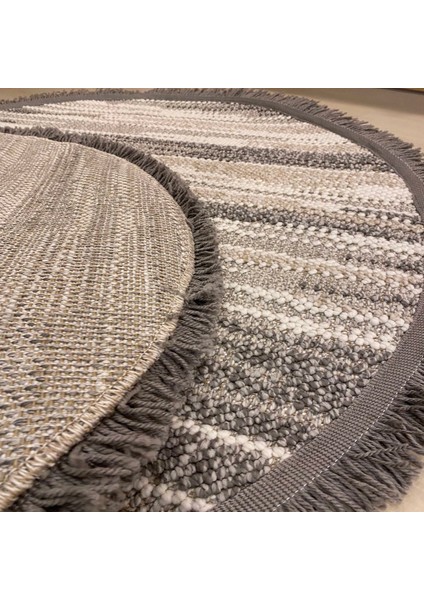 Motto Mot 01 Grey Beyaz 120*120 cm Yuvarlak Halı indirimleri