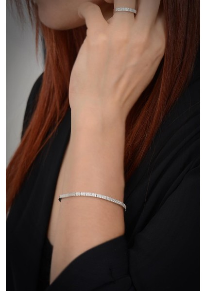 Karis Kadın Zirkon Taşlı Gümüş Su Yolu Set - Kolye, Bileklik, Küpe, Yüzük fırsatları