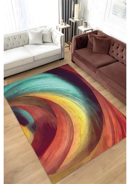 Çömlek Çok Renkli Mutfak Halısı Soyut Salon Halısı Geometrik Desenli Halı