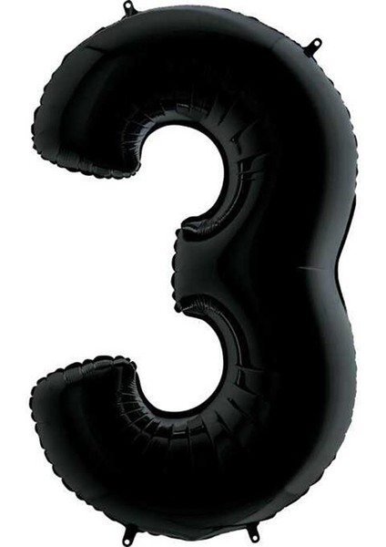 Rakam Folyo Balon 3 Rakamı Siyah 100 cm 40 Inc