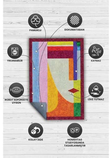 Geometrik Kadın Çok Renkli Halı Minimal Salon Halı Tasarım Mutfak Halısı Soft Tasarım Halı fırsatları