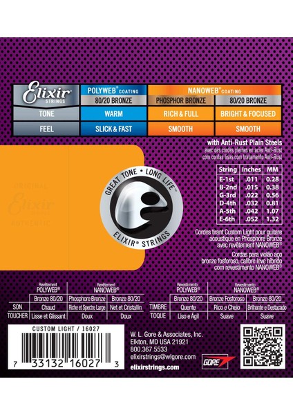 16027 Fosfor Bronz Akustik Gitar Teli 011-052 fiyatları