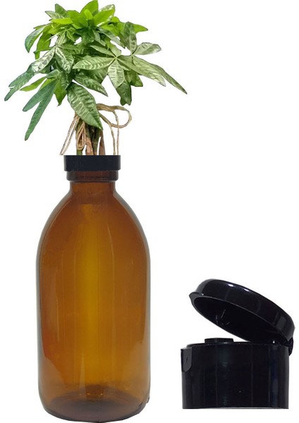 Lik 250 Ml Amber Kahverengi Cam Vazo Kapak