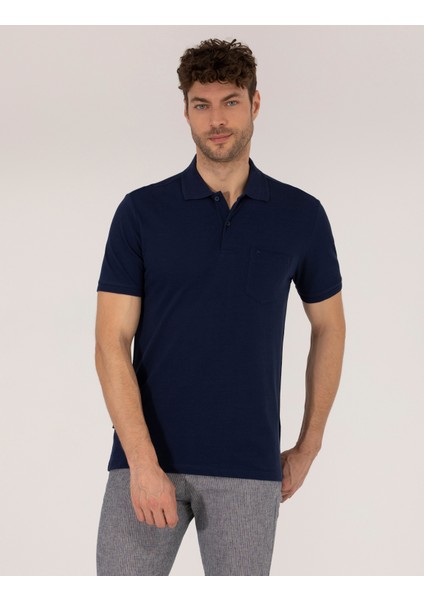 Pierre Cardin Erkek Lacivert Regular Fit Polo Yaka Basic Tişört 50269604-VR033