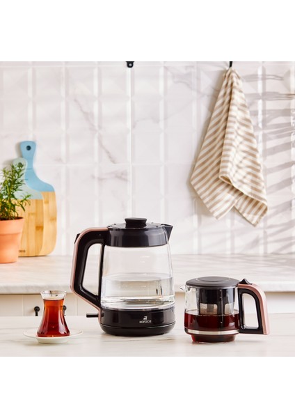 Glass Tea Xl 2 In 1 Cam Çay Makinesi ve Kettle Rosegold