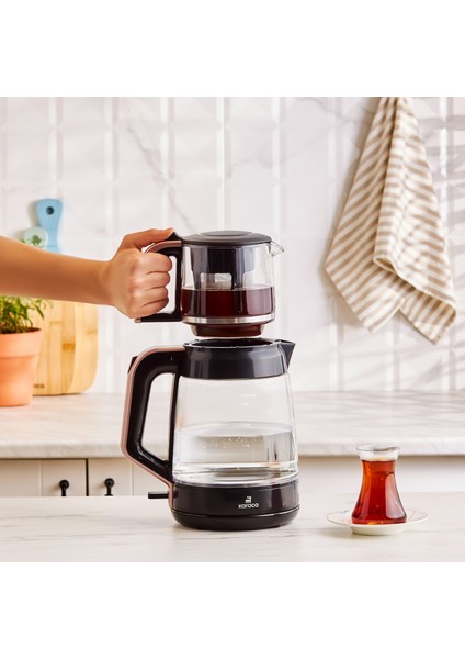 Glass Tea Xl 2 In 1 Cam Çay Makinesi ve Kettle Rosegold