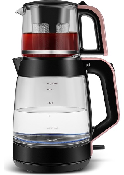 Glass Tea Xl 2 In 1 Cam Çay Makinesi ve Kettle Rosegold