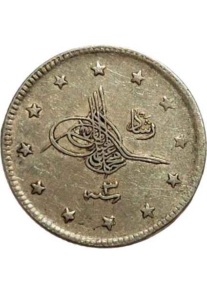 Sultan V. Mehmed Reşad, 2 Kuruş 1327/3 (1911) Çt/ççt Eski Madeni Gümüş Para
