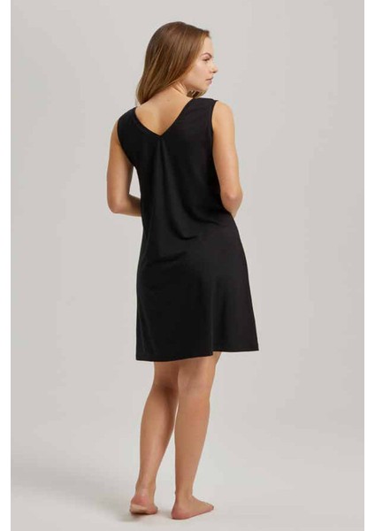 23526 Kadın Sıfır Kol Gecelik-Siyah fiyatları