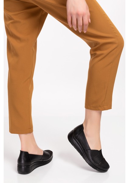 Kadın Siyah Sim Hakiki Deri Ortopedik Ayakkabı modelleri