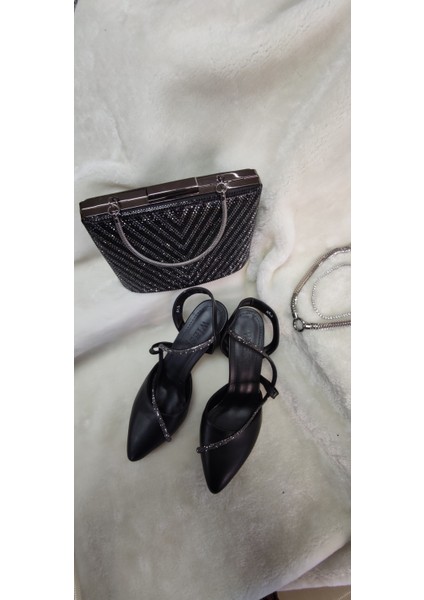 Siyah Taşlı Alçak Topuk Abiye Babet Ayakkabı (Wie At1) - Siyah - 36 - ST01717-SİYAH-36 modelleri