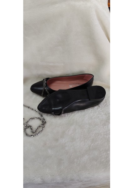 Siyah Taş Detaylı Düz Babet - Siyah - 36 - ST01704-SİYAH-36