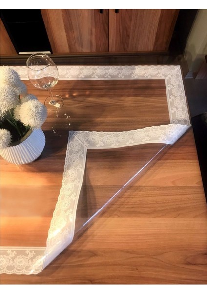 1.2mm | Şeffaf Pvc Beyaz Dantelli | Kalın Kaymaz Koruyucu Masa Örtüsü | Muşamba | Masa Koruma Örtüsü | Cam Mika | Mutfak Salon Masa Örtüsü fiyatları