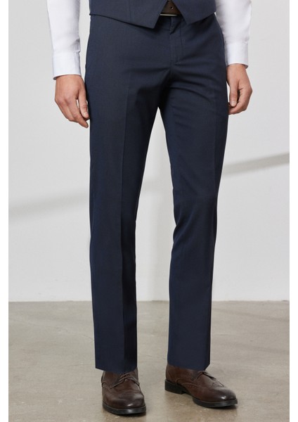 ALTINYILDIZ CLASSICS Erkek Lacivert Slim Fit Dar Kesim Mono Yaka Armürlü Yelekli Takım Elbise fiyatları