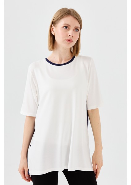 Kadın Sıfır Yaka Penye T-Shirt Kemik fiyatları