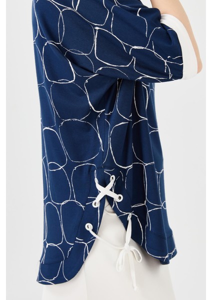 Kadın Sıfır Yaka Yanı Yırtmaçlı Penye T-Shirt Laci/ekru modelleri