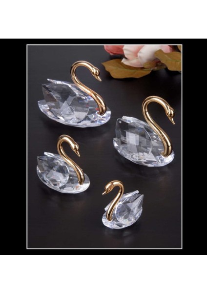 Küçük Gold Altın Renk Boyunlu Kuğu Kristal Cam El Yapımı 8X9CM Tekli Biblo modelleri