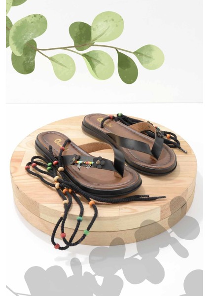 Siyah Leather Kadın Sandalet K05149002703