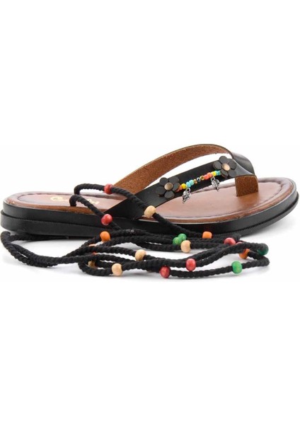 Siyah Leather Kadın Sandalet K05149002703