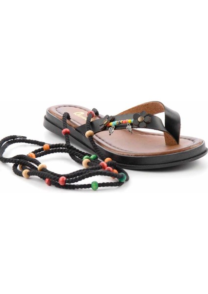 Siyah Leather Kadın Sandalet K05149002703