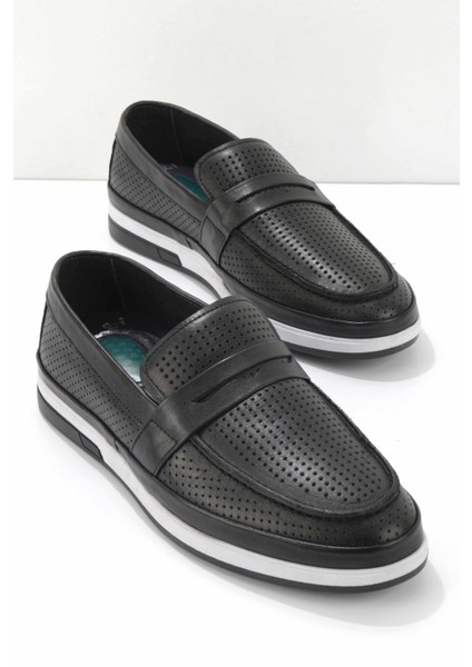 Siyah Leather Erkek Loafer Ayakkabı E01811029903