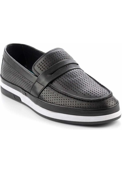 Siyah Leather Erkek Loafer Ayakkabı E01811029903
