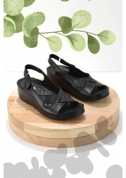 Siyah Leather Kadın Sandalet K05278604403
