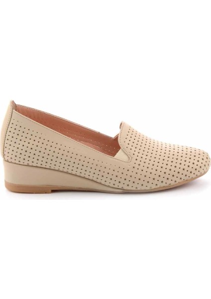 Kadın Dolgu Topuklu Ayakkabı Bej Renk Hakiki Deri ile Şık ve Rahat fiyatları