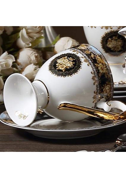 Porselen Ingiliz Kahve Fincanı ve Daire Lüks Kraliyet Klasik Kemik Çini Jingdezhen Porselen Çay Seti Kraliyet Kemik Çini | Teacups (Yurt Dışından)