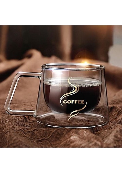 Çift Duvar Cam Bardak Isıya Dayanıklı Çay Kahve Kupa Kolu ile Taşınabilir Şeffaf Bira Kupa Viski Cam Kupası Drinkware Kupalar | Kokteyl Cam (Yurt Dışından)