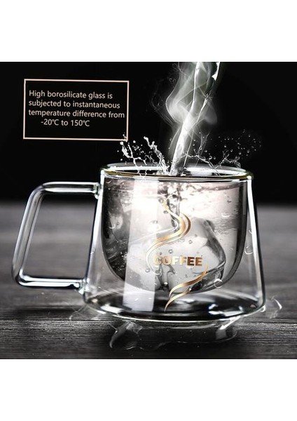 Çift Duvar Cam Bardak Isıya Dayanıklı Çay Kahve Kupa Kolu ile Taşınabilir Şeffaf Bira Kupa Viski Cam Kupası Drinkware Kupalar | Kokteyl Cam (Yurt Dışından)