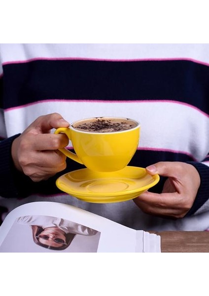 Seramik Latte Latte Kahve Fincanı Avrupa Tarzı Küçük Lüks Cappuccino Kahve Fincanı Tabağı Kaşık Seti (Yurt Dışından)