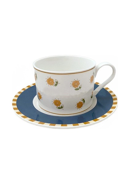 Çiçekler Desen Kahve Fincanı Daire Seramik Süt Çay Içme Fincanı Pratik Kahve Kupa Bardak Seti Dayanıklı Mutfak Drinkware | Kahve Fincanı ve tabak Setleri (Yurt Dışından)