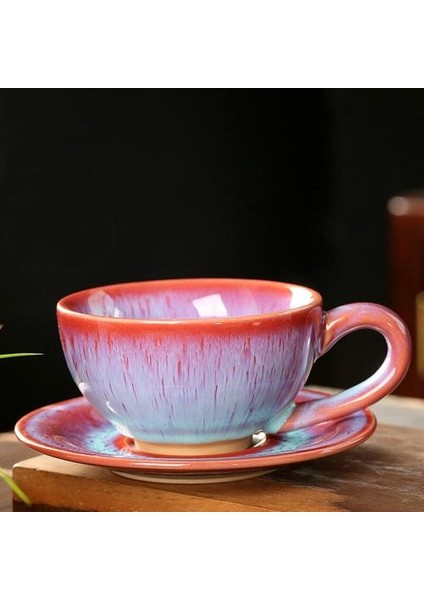 Vintage Seramik Kahve Fincanları Avrupa Tarzı Küçük Lüks Süt Su Kupası ve Daire Seti Fırçalanmış Sır Retro Teacup Hediye | Kupalar (Yurt Dışından)