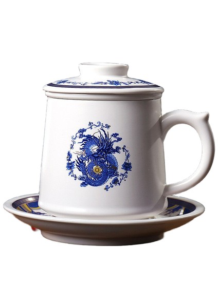 Seramik Filtre Çay Kupası Porselen Ofis Kahve Kupa Ev Kahvaltı Süt Kupası Kapaklı ve Soslu Seti Drinkware | Kupalar (Yurt Dışından)