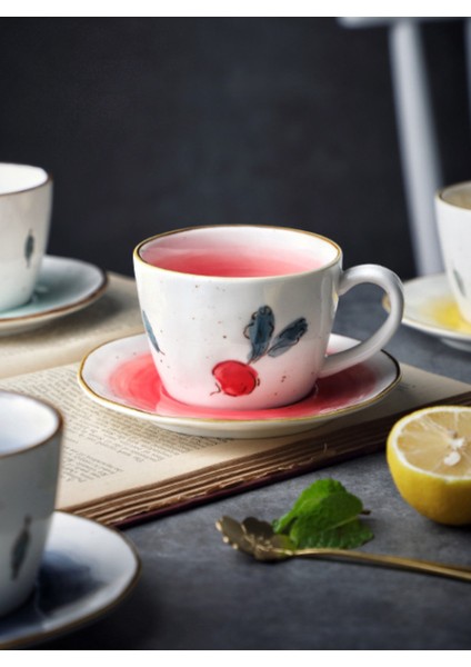 Japon Yaratıcı Lüks Seramik Kahve Fincanı Set Vintage Ev Öğleden Sonra Çay Bardağı Seti Sevimli Copo Cafe Mutfak Aksesuarları BD50 | Kupa ve tabaklar (Yurt Dışından) indirimleri