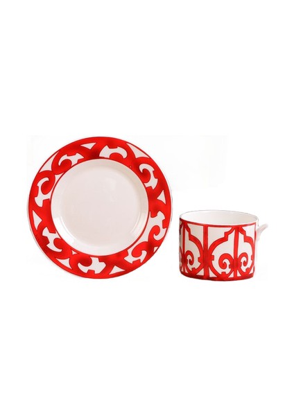 Kırmızı Kemik Çini Kupası ve Tabağı Yüksek Porselen Kupa Daire Seti Kahve Veya Çay Ev Mutfak Drinkware Avrupa Kupa ve Yemek | Kupa ve tabaklar (Yurt Dışından)