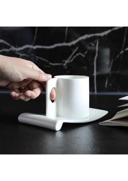 Kahve Içecekler, Latte, Cafe Mocha ve Çay Beyaz Porselen Espresso Kupası Için Güzel Sırlı Kahve Fincanı ve Tabağı ve Tabağı | Kahve Kupası ve tabak Setleri (Yurt Dışından)