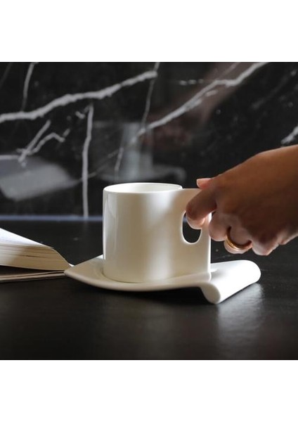 Kahve Içecekler, Latte, Cafe Mocha ve Çay Beyaz Porselen Espresso Kupası Için Güzel Sırlı Kahve Fincanı ve Tabağı ve Tabağı | Kahve Kupası ve tabak Setleri (Yurt Dışından)