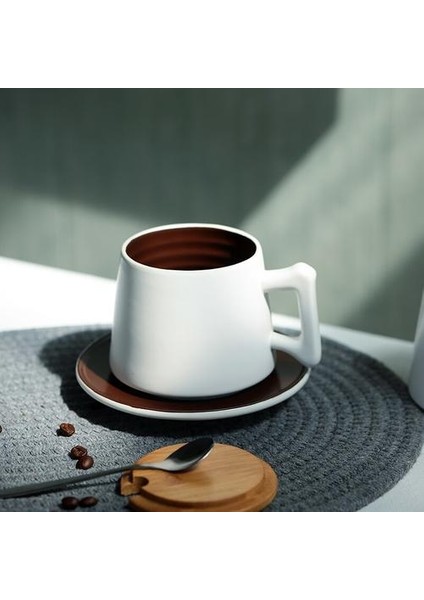 Seramik Kahve Fincanı Tabağı Kaşık Seti Kullanımlık Japon Çay Bardağı Set Croçcy Vintage Mutfak Yemek Seti | Teacup tabak Setleri (Yurt Dışından)