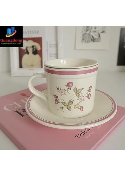 Cutelife Nordic Küçük Çiçek Pembe Seramik Fincan Fincan Latte Içme Çay Kahvaltı Kupası Düğün Dekoratif Kullanımlık Kahve Fincanı Seti | Kahve Kupası ve tabak Setleri (Yurt Dışından)