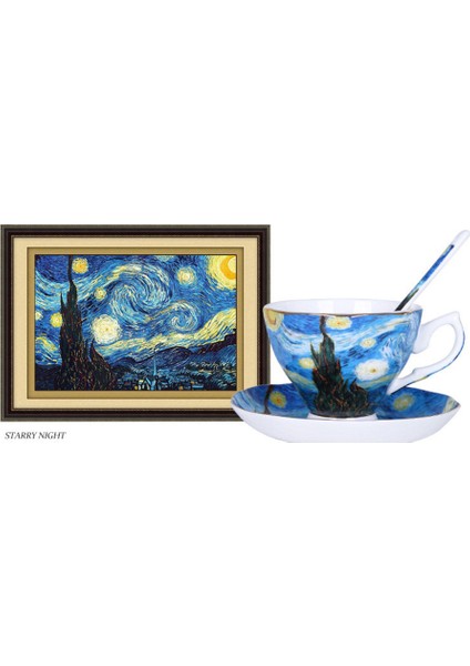 Yaratıcı Van Gogh Sanat Boyama Kahve Kupaları Yıldızlı Gece Ayçiçeği Sower Somunlar Saint Remy Kahve Çay Bardağı | Kahve Kupası ve tabak Setleri (Yurt Dışından)