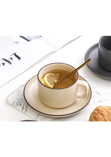 Japon Yüksek Kahve Fincanı Vintage Espresso Seramik Kupa Çevre Dostu Kupası ve Tabağı Nordic Cups Tazza Colazione Drinkware | Kahve Kupası ve tabak Setleri (Yurt Dışından)